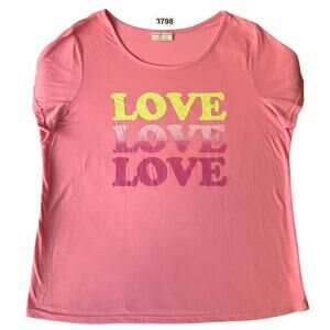 Bobbie Brooks Women Sleepwear Top size 1X Short Sleeve Stretchy Love Peach Pink